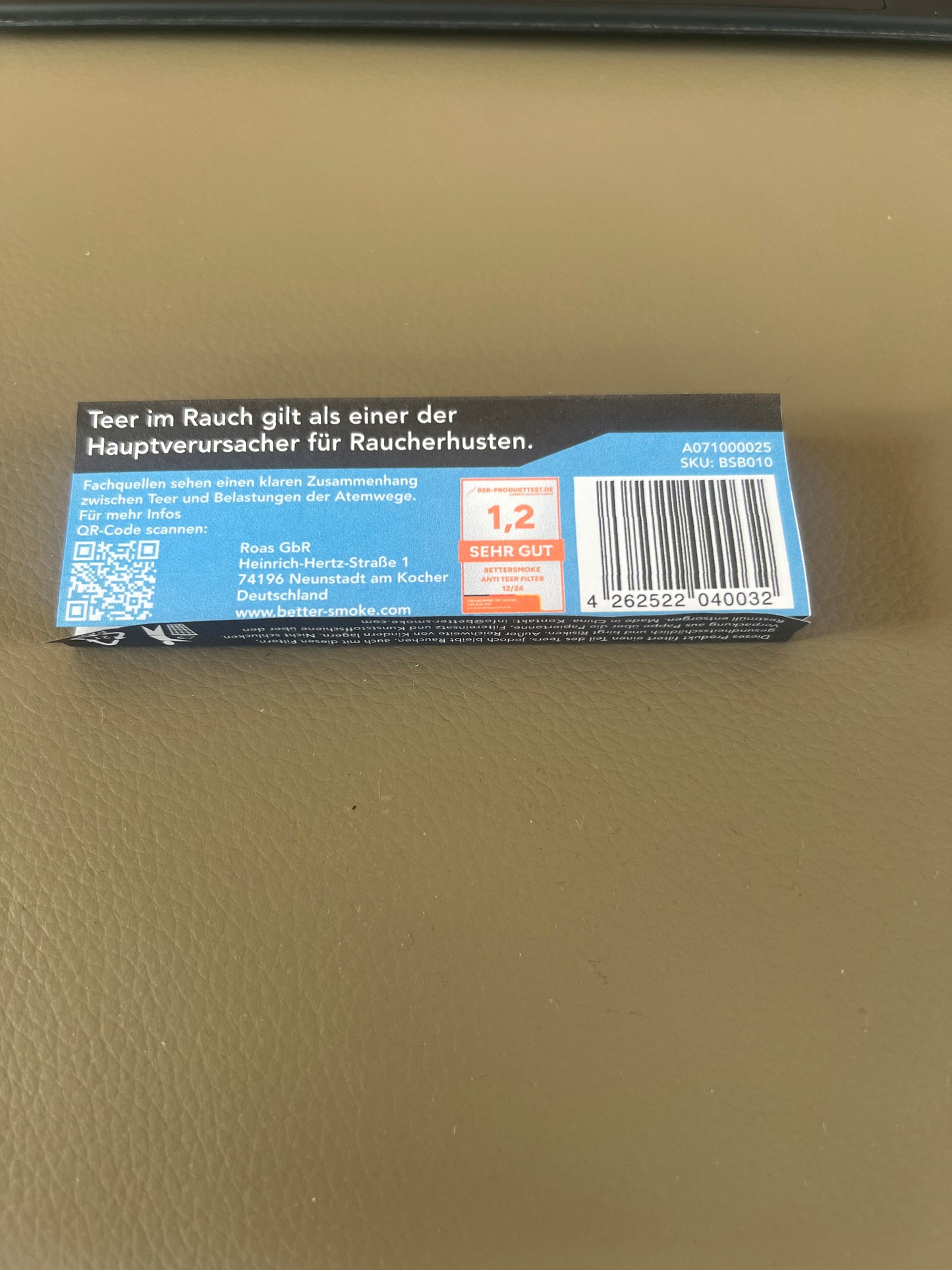 Display mit 20x „Anti Teer Filter 10er Packung“